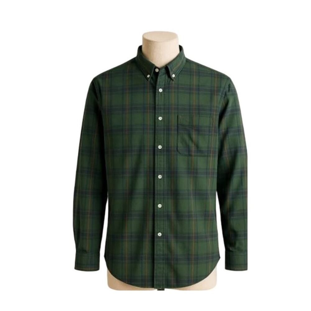 Turnbury Vintage Plaid Shirt Men L Green Cotton Button Down Cottagecore Prep